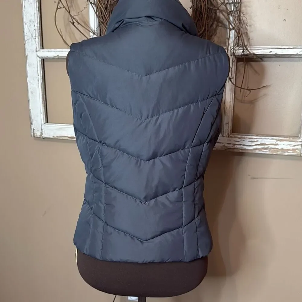 Hollister Co dark gray women’s down filled puffer vest‎ size large y2k winter